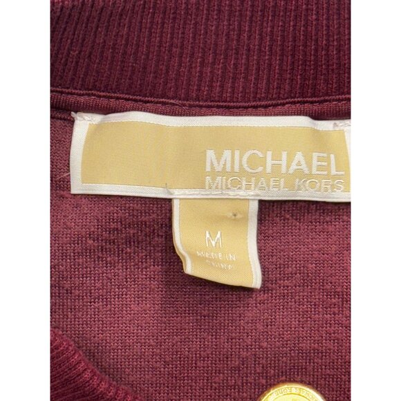 Michael Kors Womens Medium hooded Jacket Burgundy Velour Cotton Blend - Picture 8 of 16